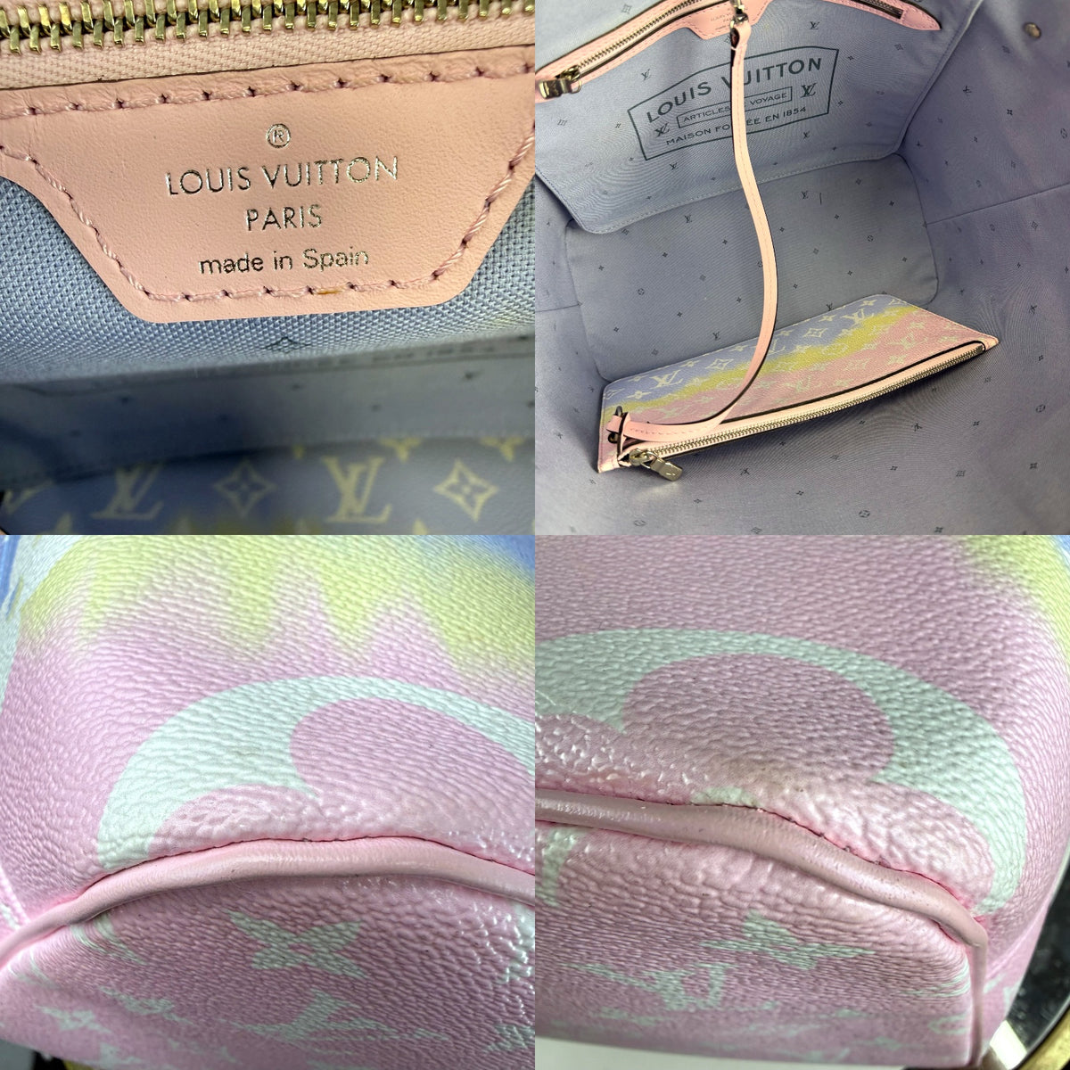 Authentic Louis Vuitton Neverfull MM Escale Pastel Monogram Tote with Pouch - 03_detail_1.jpg