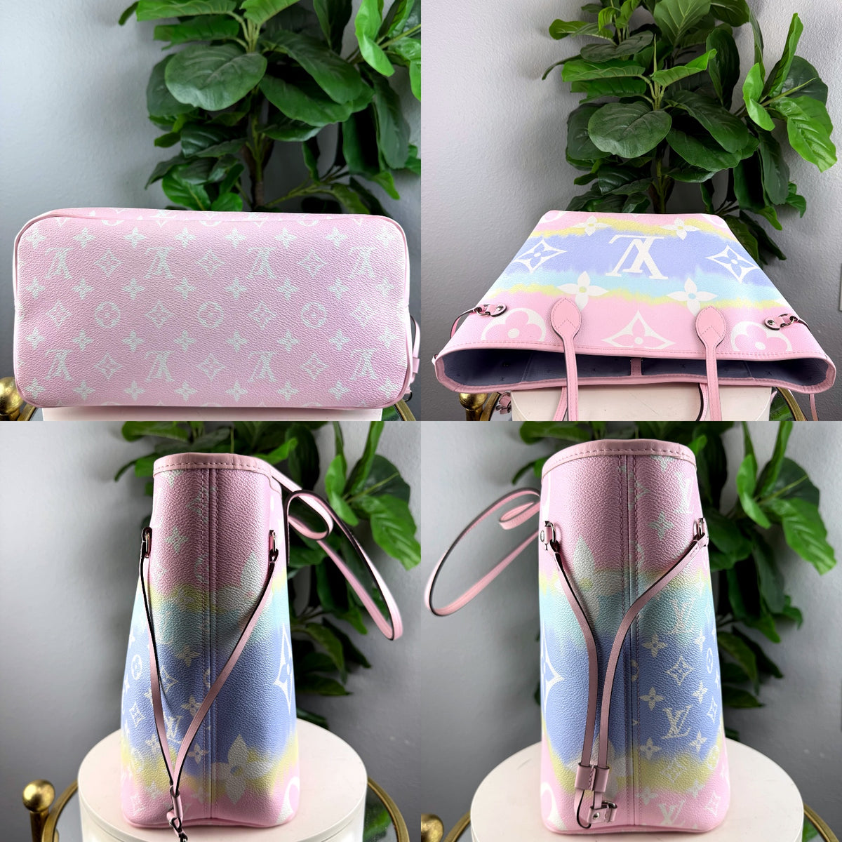 Authentic Louis Vuitton Neverfull MM Escale Pastel Monogram Tote with Pouch - 06_detail_4.jpg