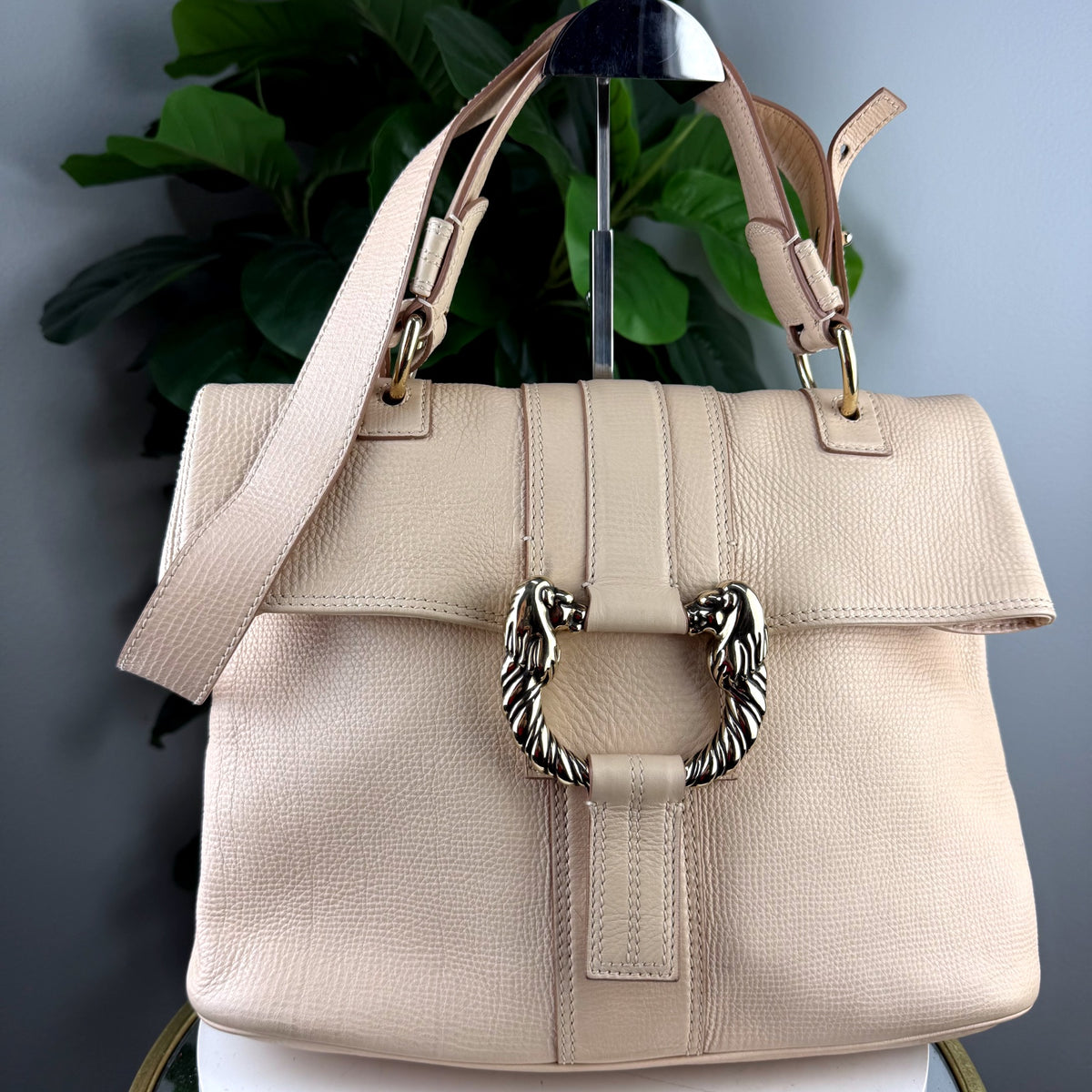 Authentic Bvlgari Serpenti Forever Beige Leather Tote Bag - 01_front.jpg