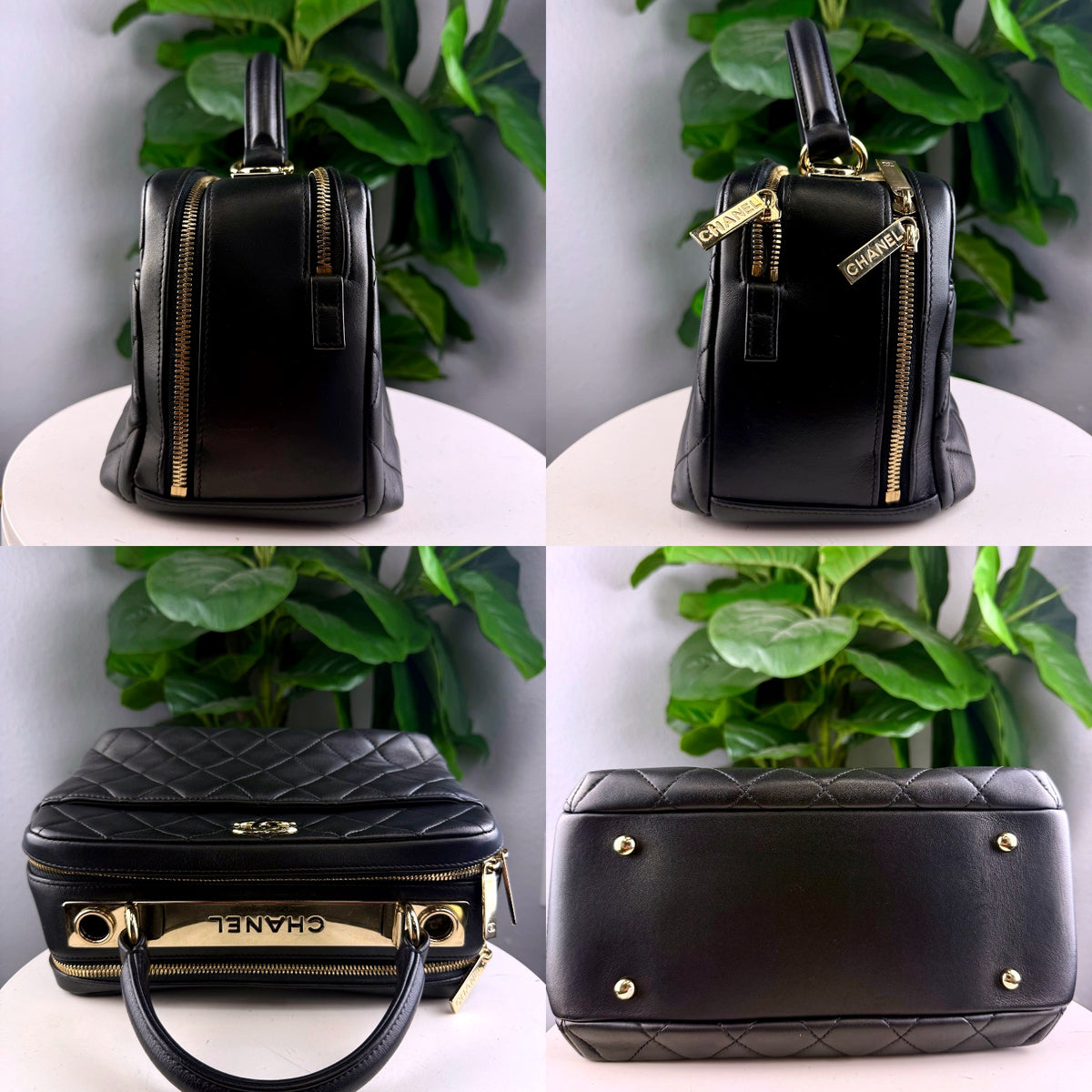 Authentic Chanel Black Quilted Lambskin Vanity Case with Top Handle - 03_detail_1.jpg