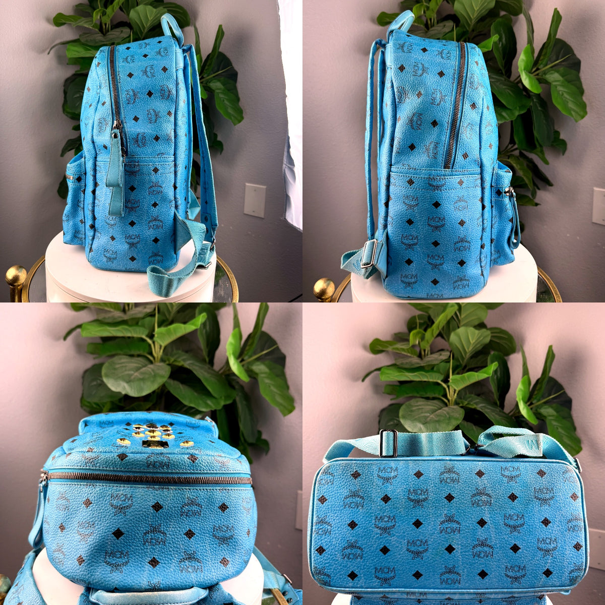 Authentic MCM Stark Studded Visetos Backpack Blue Medium - 03_detail_1.jpg
