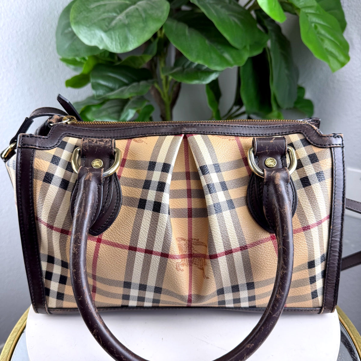 Authentic Burberry Haymarket Check Small Gladstone Tote Bag with Strap - 02_photo.jpg