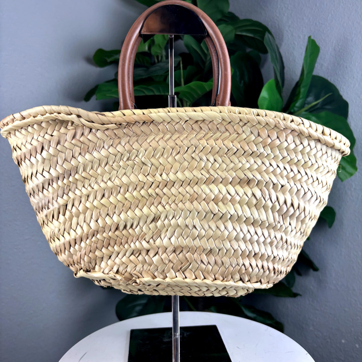 Authentic Jimmy Choo London Woven Straw Basket Tote with Leather Handles - 02_photo.jpg