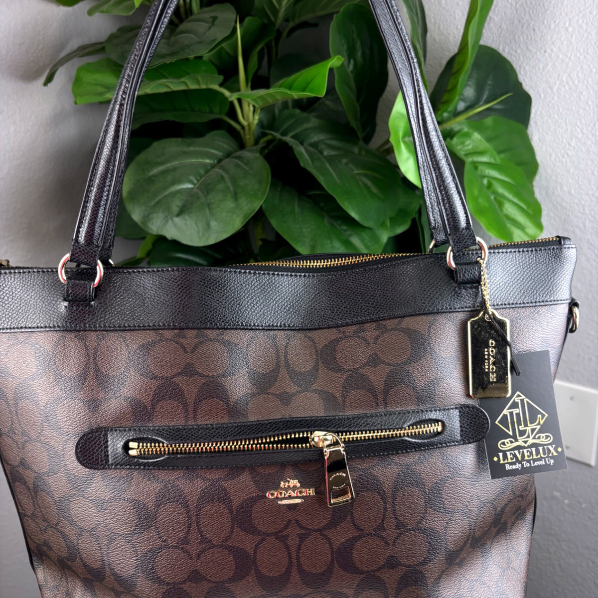 Authentic Coach Tyler Carryall Signature Canvas Tote Bag Brown Black - 01_photo.jpg
