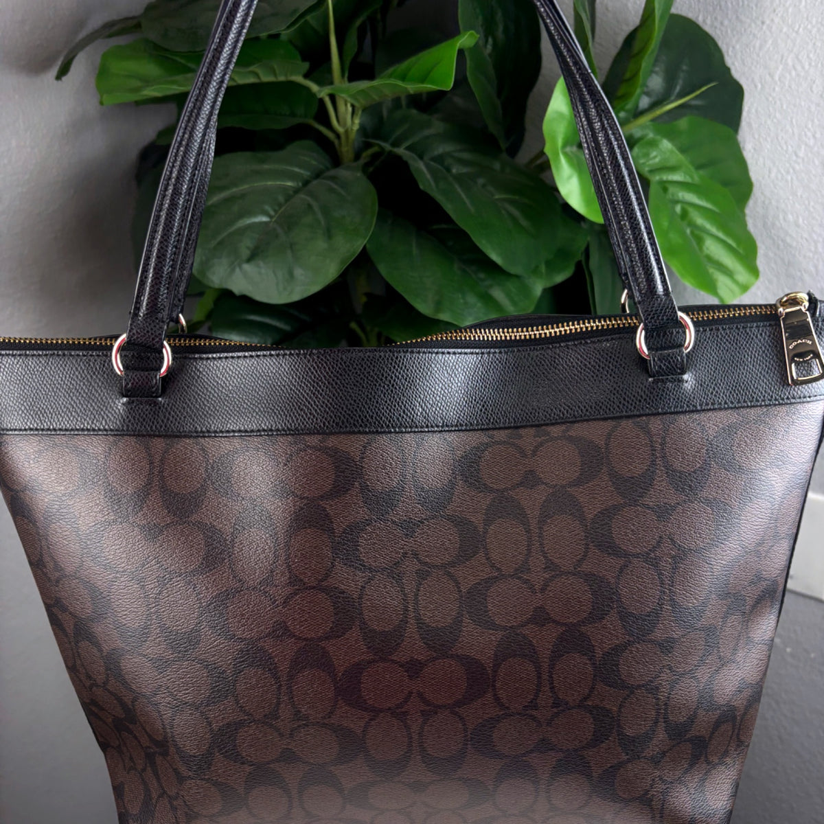 Authentic Coach Tyler Carryall Signature Canvas Tote Bag Brown Black - 02_photo.jpg