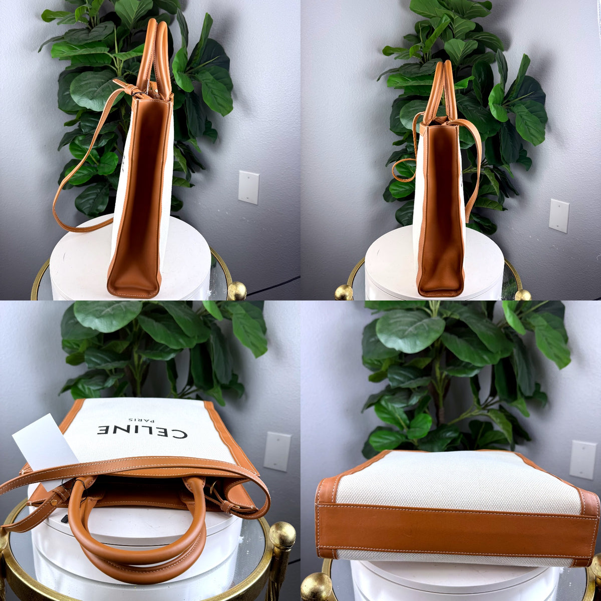 Authentic Celine Medium Cabas Vertical Canvas and Leather Tote Bag - 03_detail_1.jpg