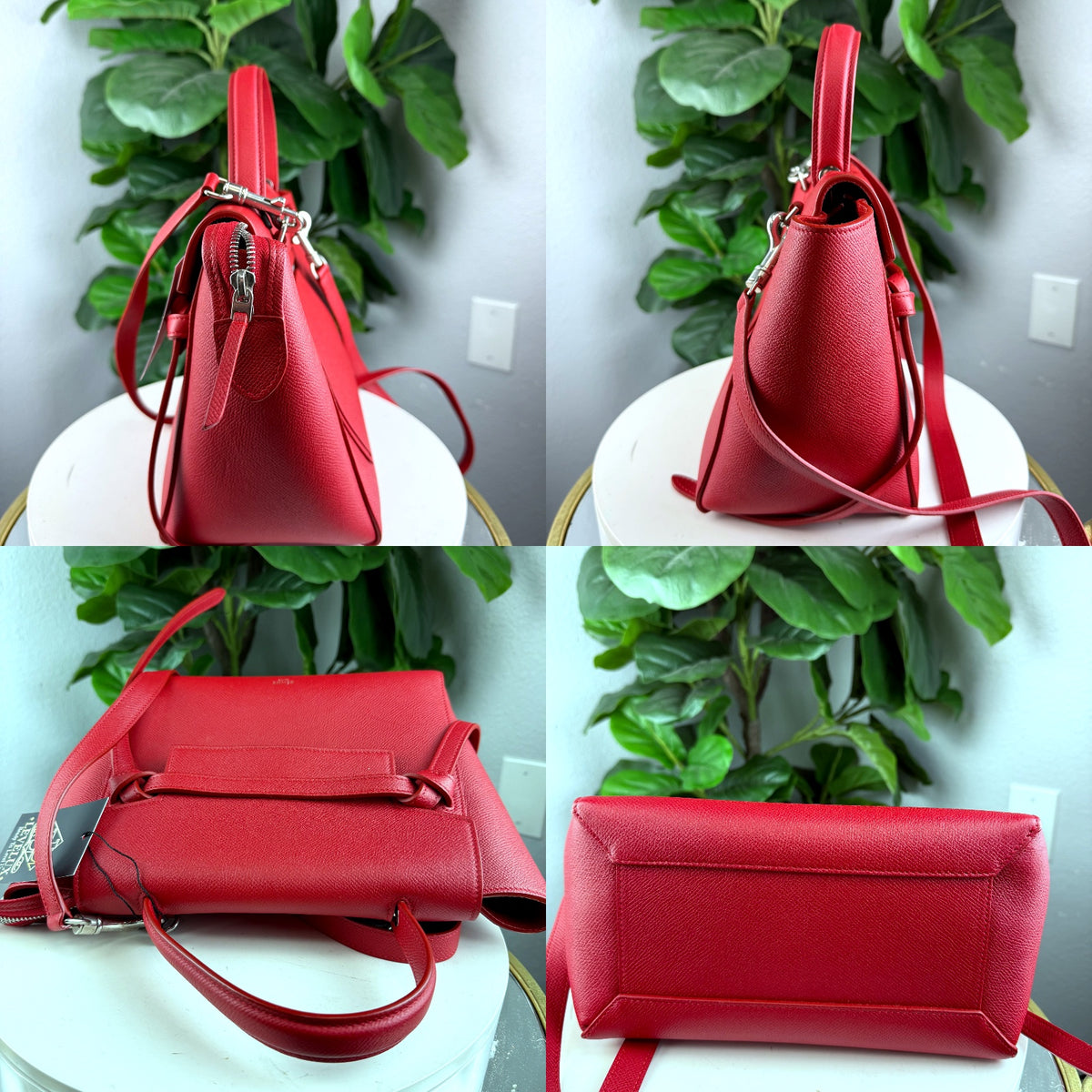Authentic Celine Mini Belt Bag Red Grained Calfskin Leather - 03_detail_1.jpg