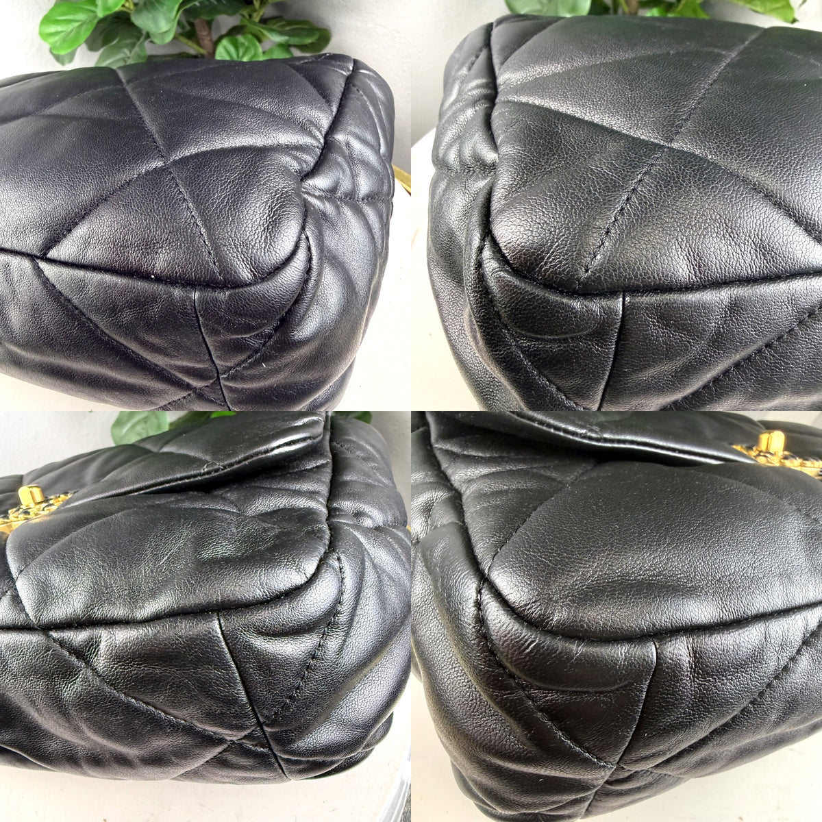 Authentic Chanel 19 Small Flap Bag Black Lambskin Gold Hardware - 04_detail_2.jpg