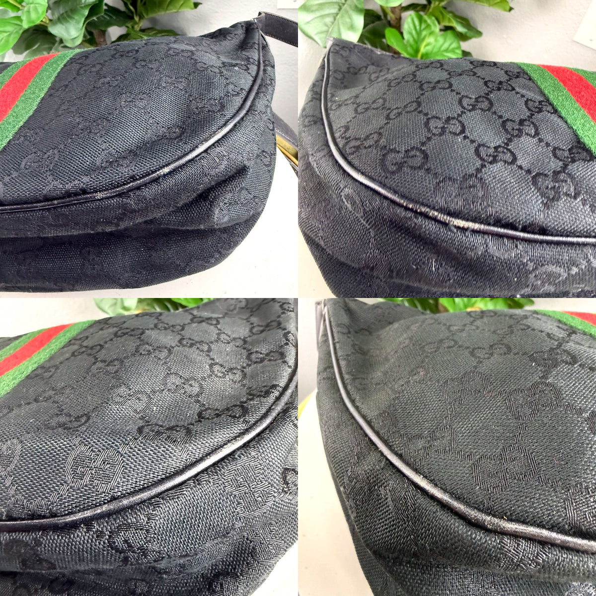 Authentic Gucci Vintage Web Stripe Black GG Canvas Crossbody Shoulder Bag - 04_detail_2.jpg