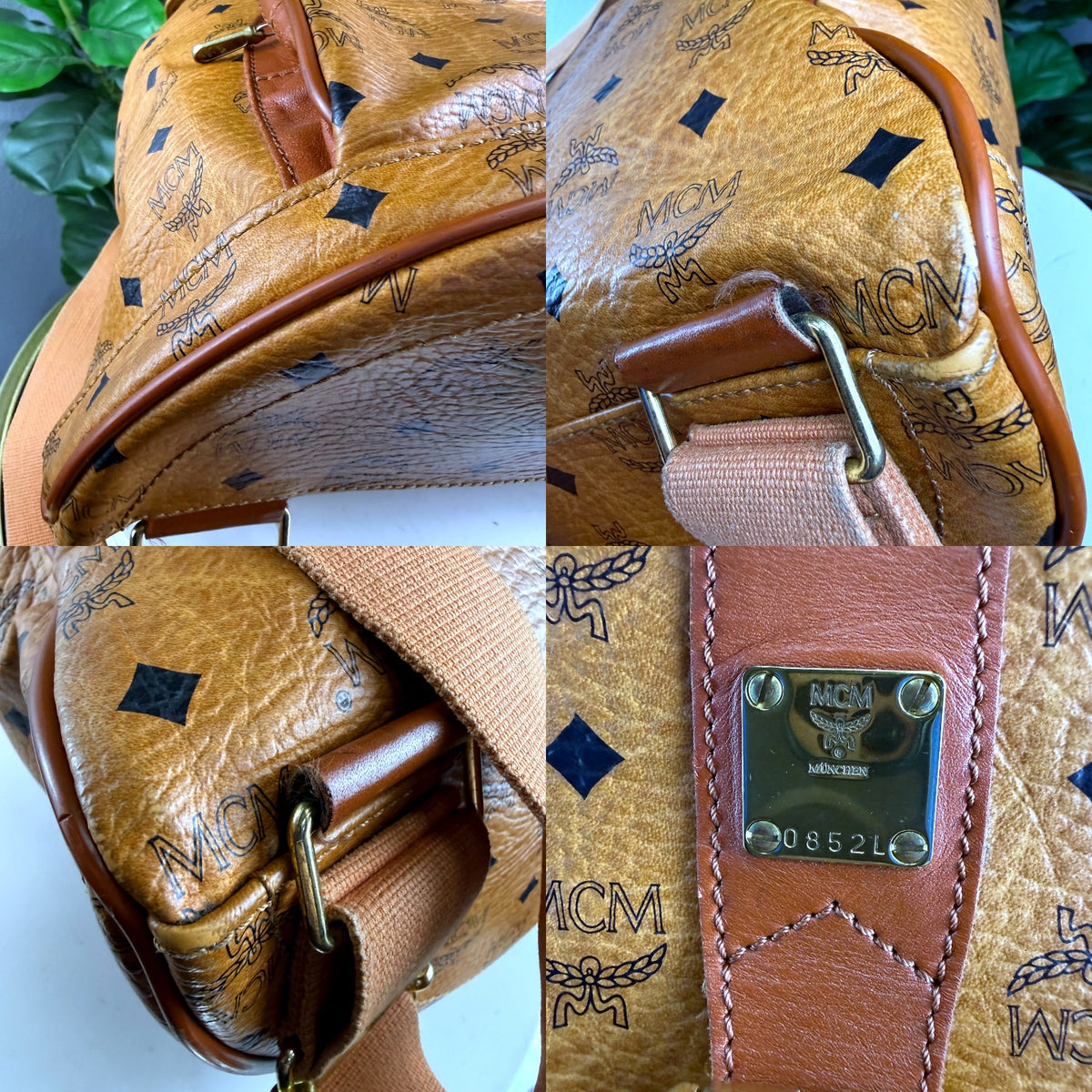 Authentic MCM Visetos Monogram Cognac Coated Canvas Leather Heritage Backpack - 04_detail_2.jpg