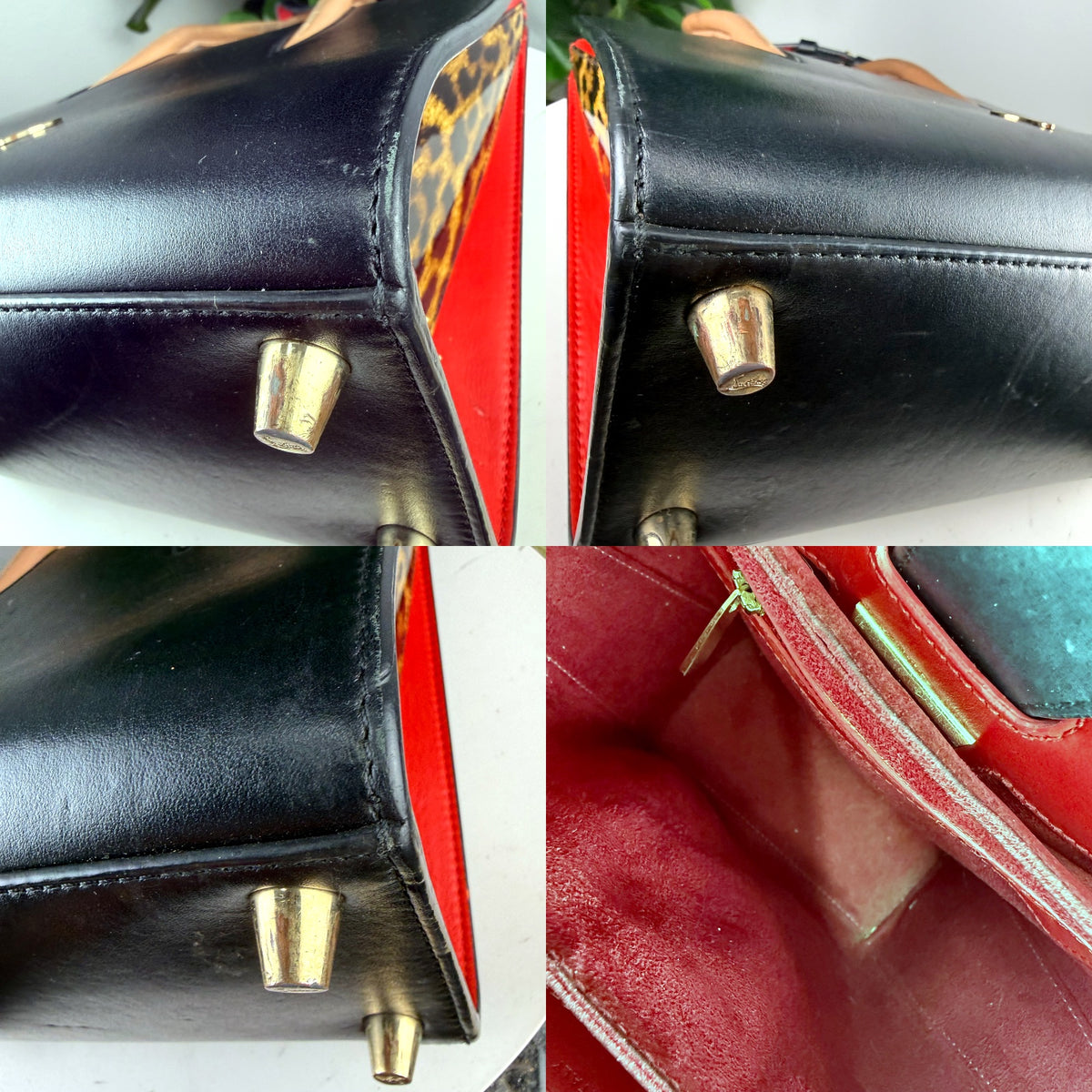 Authentic Arcadia Black Patent Leather Tote with Tan Handles Made in Italy - 04_detail_2.jpg