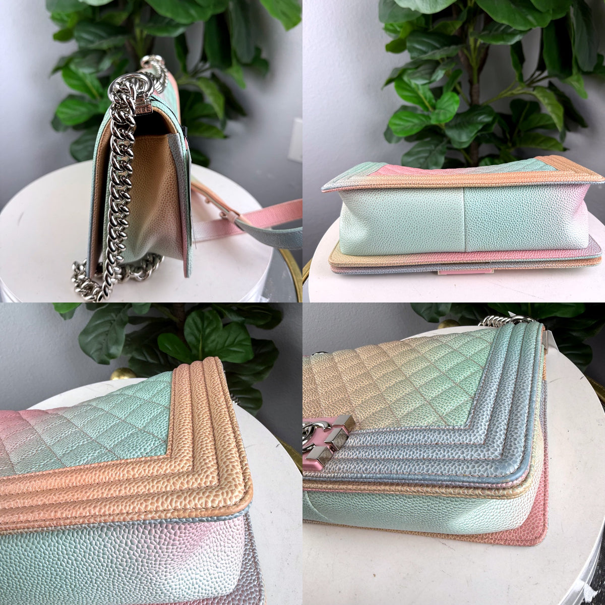 Authentic Chanel Boy Bag Medium Iridescent Caviar Rainbow Quilted Silver Hardware - 03_detail_1.jpg