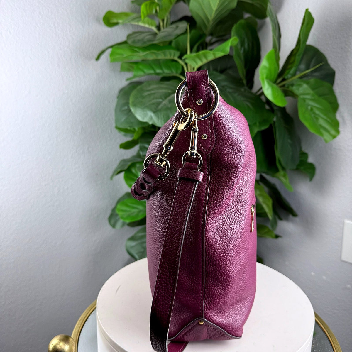 Authentic Coach Pebbled Leather Hobo Bag with Crossbody Strap Burgundy - 02_photo.jpg