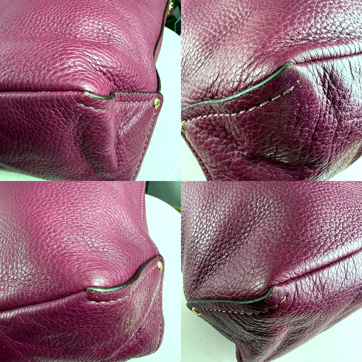 Authentic Coach Pebbled Leather Hobo Bag with Crossbody Strap Burgundy - 05_corners.jpg