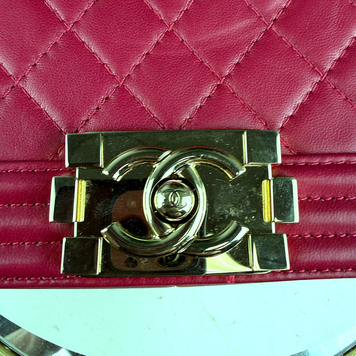 Authentic Chanel Boy Bag Medium Quilted Lambskin Fuchsia Pink Gold Hardware - 03_photo.jpg