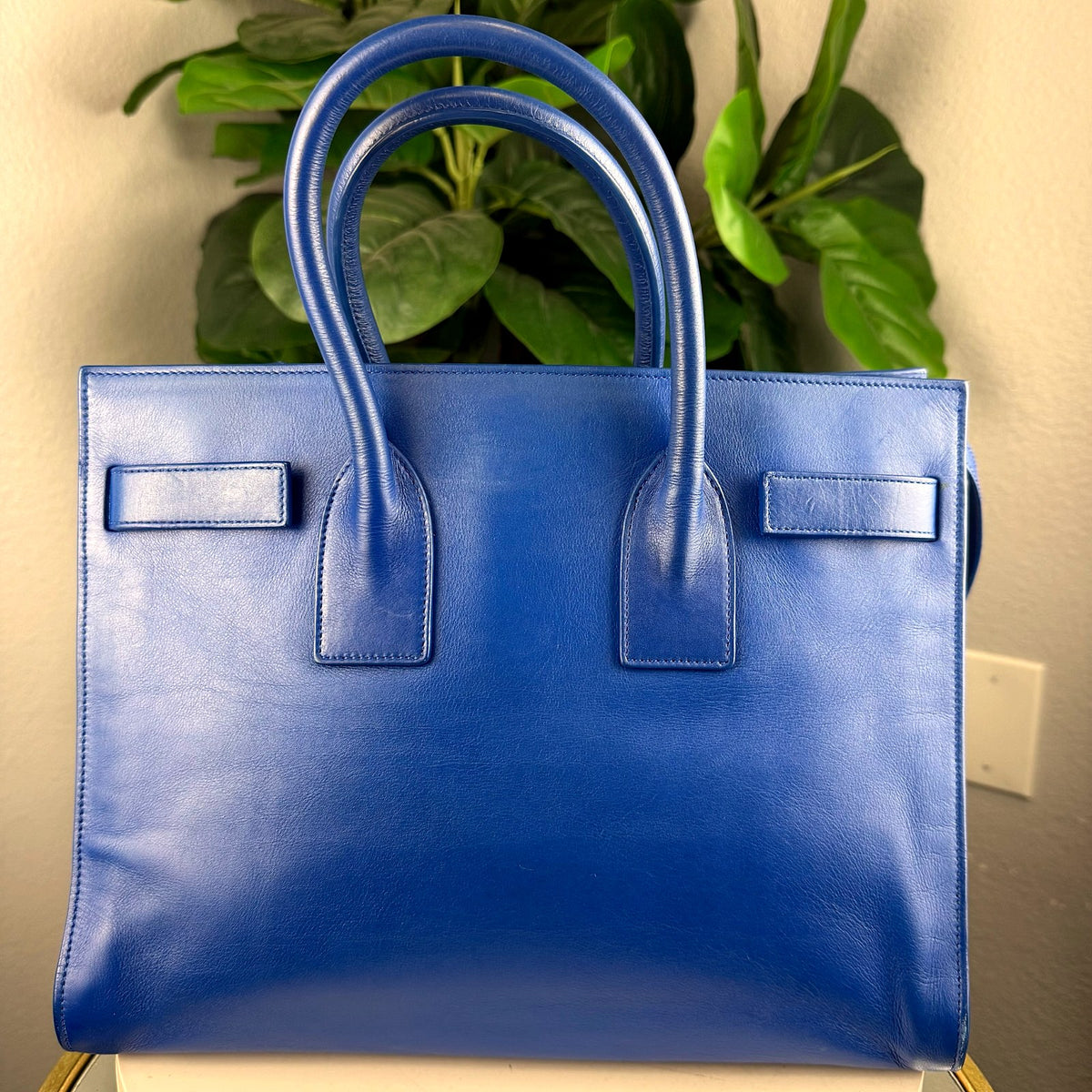 Authentic Saint Laurent Paris Sac de Jour Blue Leather Tote Bag - 02_photo.jpg