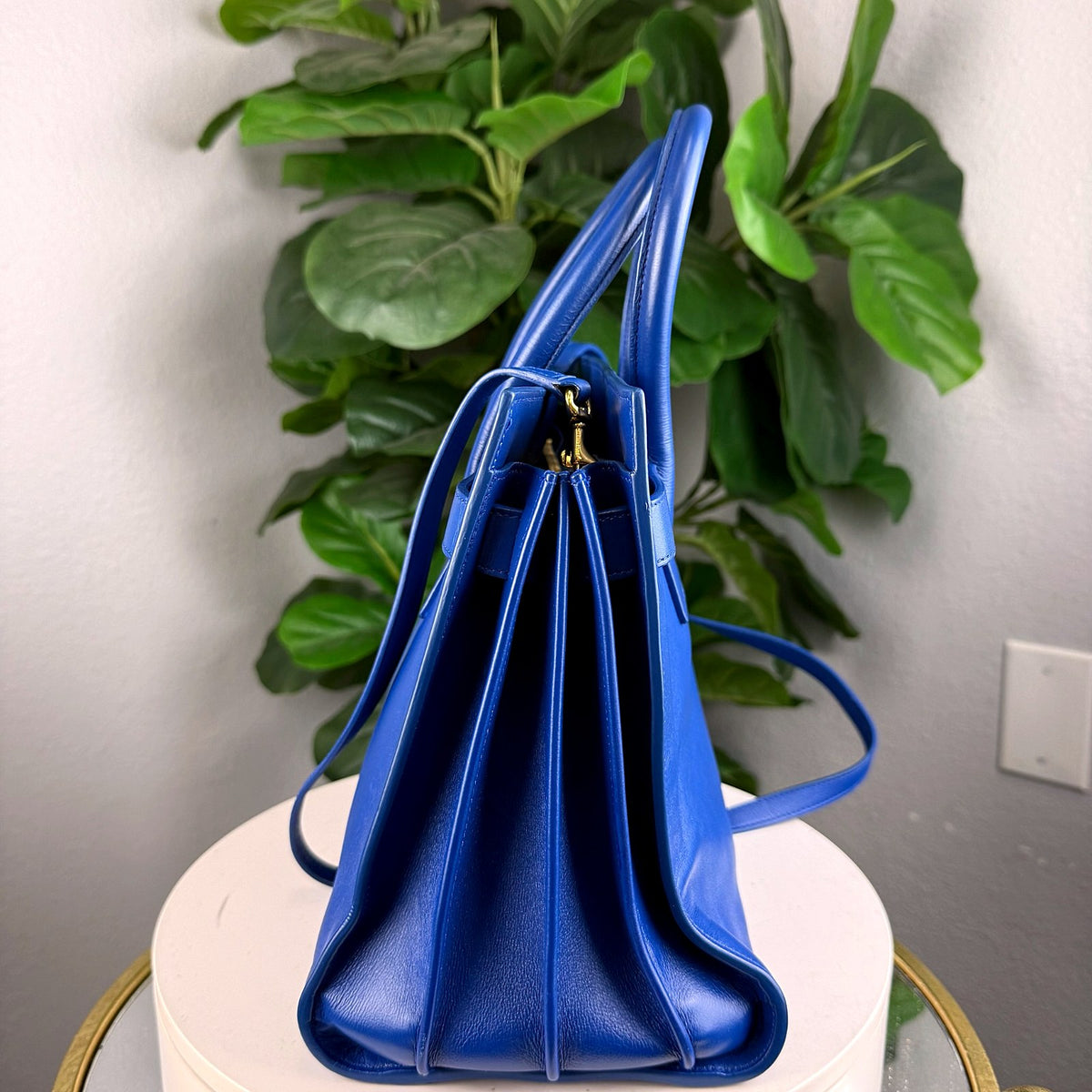 Authentic Saint Laurent Paris Sac de Jour Blue Leather Tote Bag - 04_sides.jpg