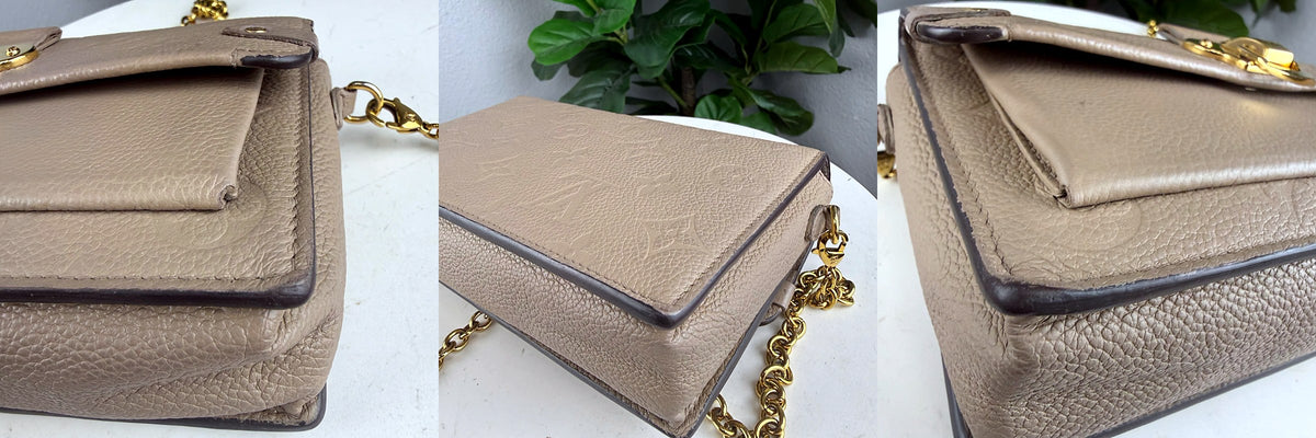 Authentic Louis Vuitton Vavin Chain Wallet Beige Leather Crossbody - 04_corners.jpg