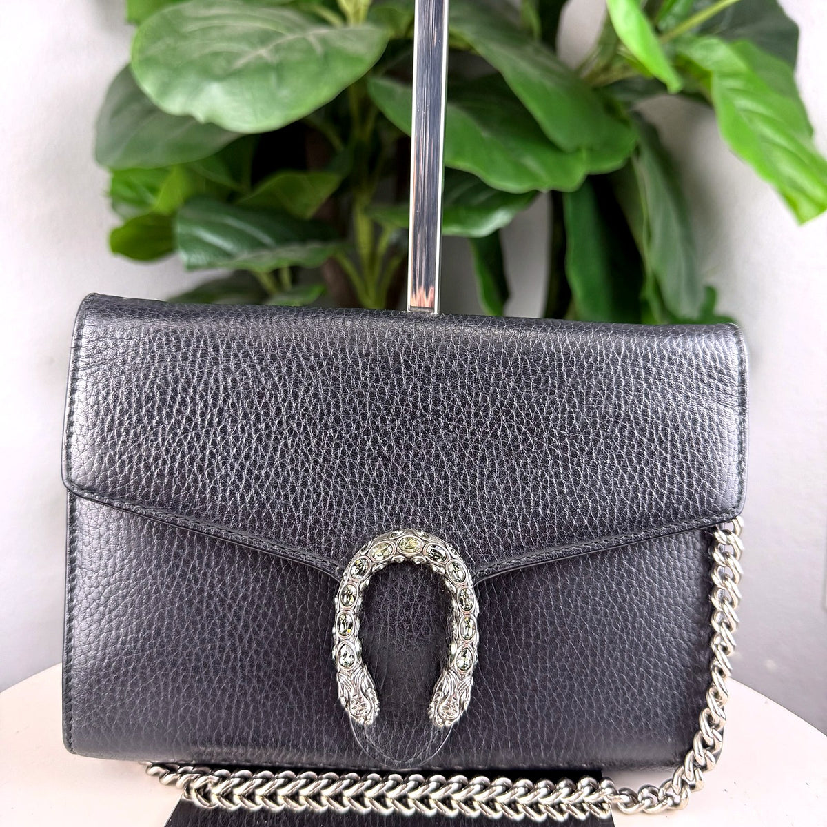 Authentic Gucci Dionysus Small Shoulder Bag Black Leather Silver Hardware - 01_photo.jpg