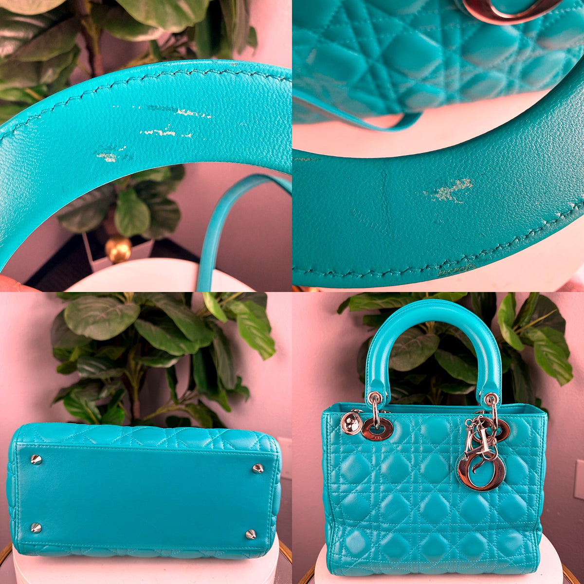 Authentic Christian Dior Lady Dior Medium Turquoise Lambskin Bag - 06_extra_1.jpg