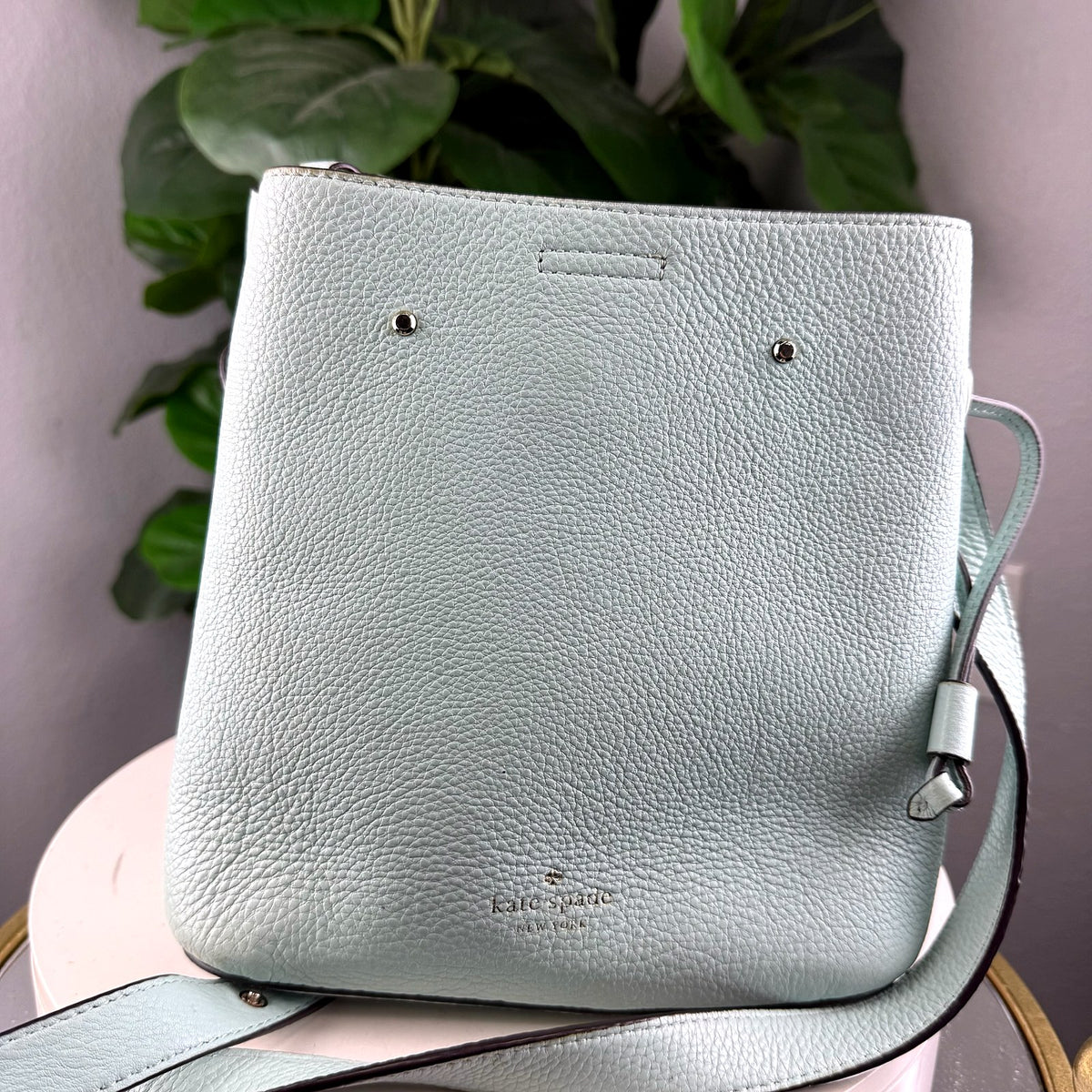Authentic Kate Spade Suzy Medium Bucket Bag Mint Pebbled Leather - 02_photo.jpg