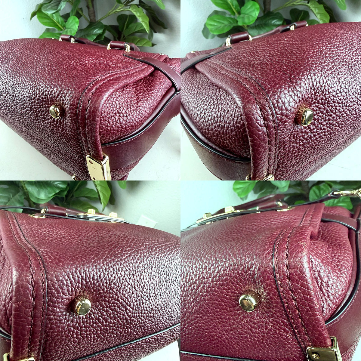 Authentic Coach Swagger 27 Pebbled Leather Satchel in Burgundy - 03_corners.jpg
