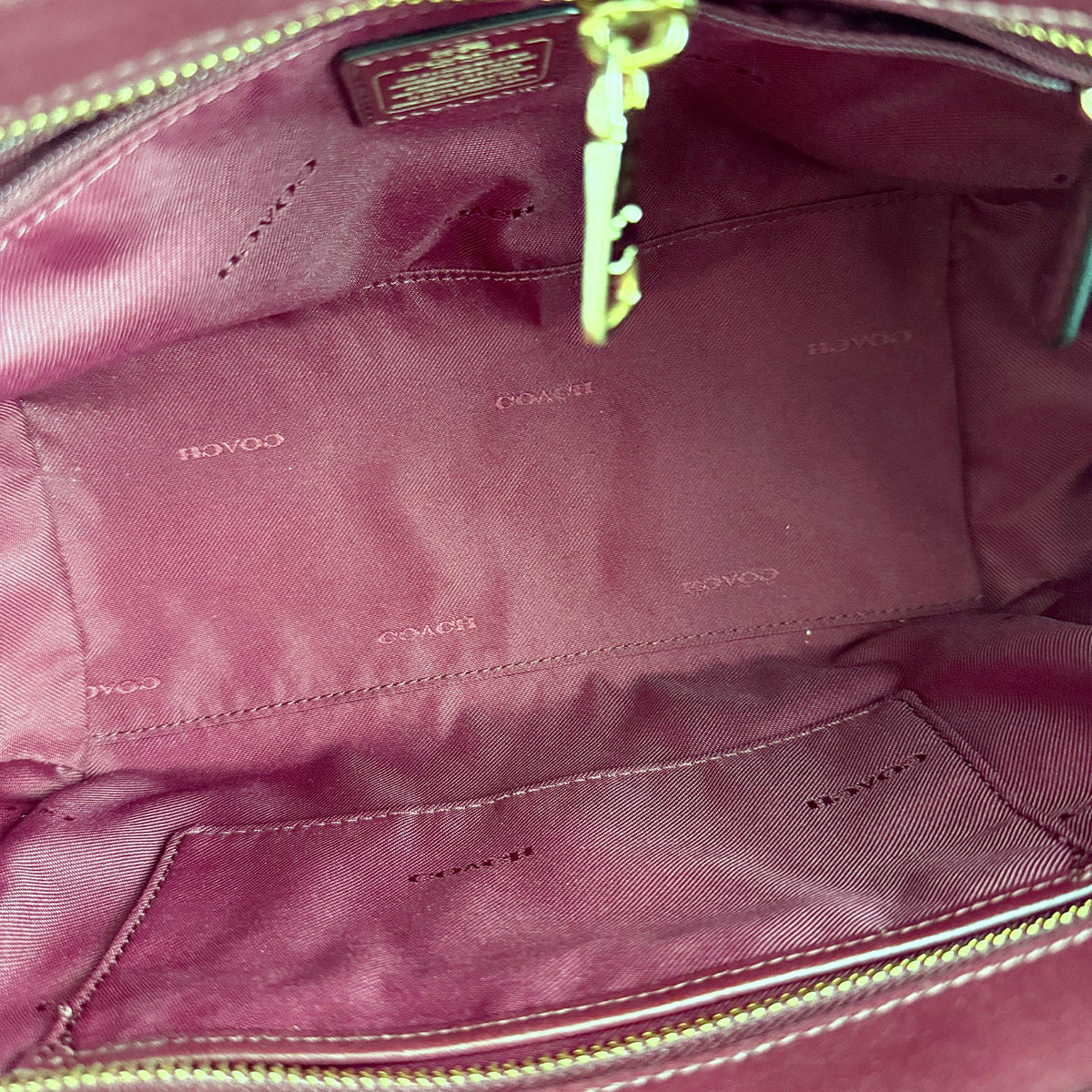 Authentic Coach Swagger 27 Pebbled Leather Satchel in Burgundy - 04_inside.jpg