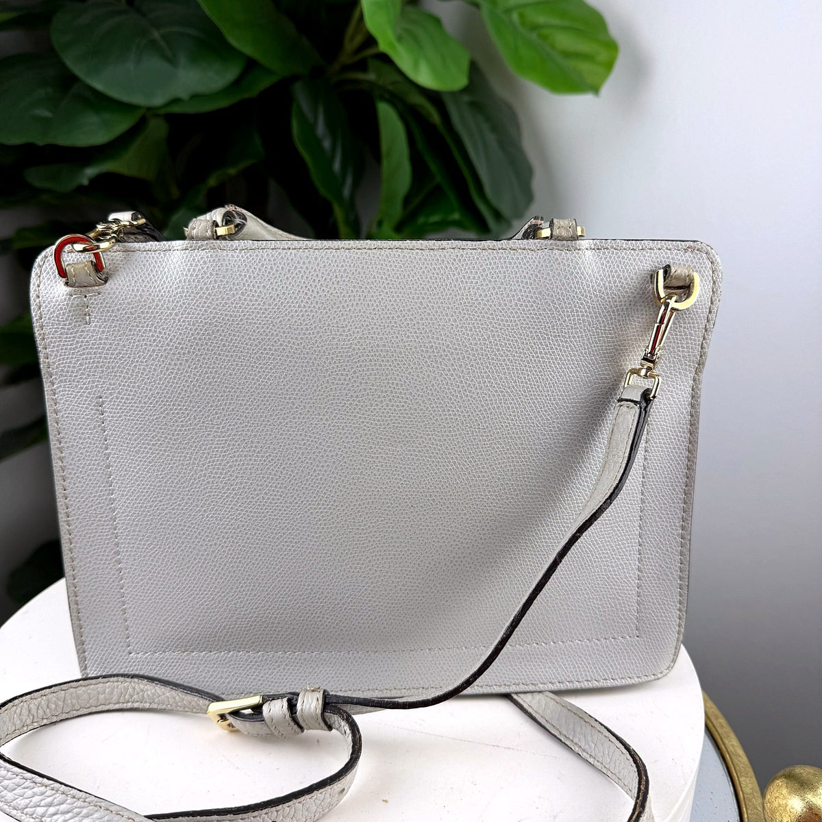 Authentic Furla Small Pebbled Leather Satchel Crossbody Bag in Chalk White - 02_photo.jpg