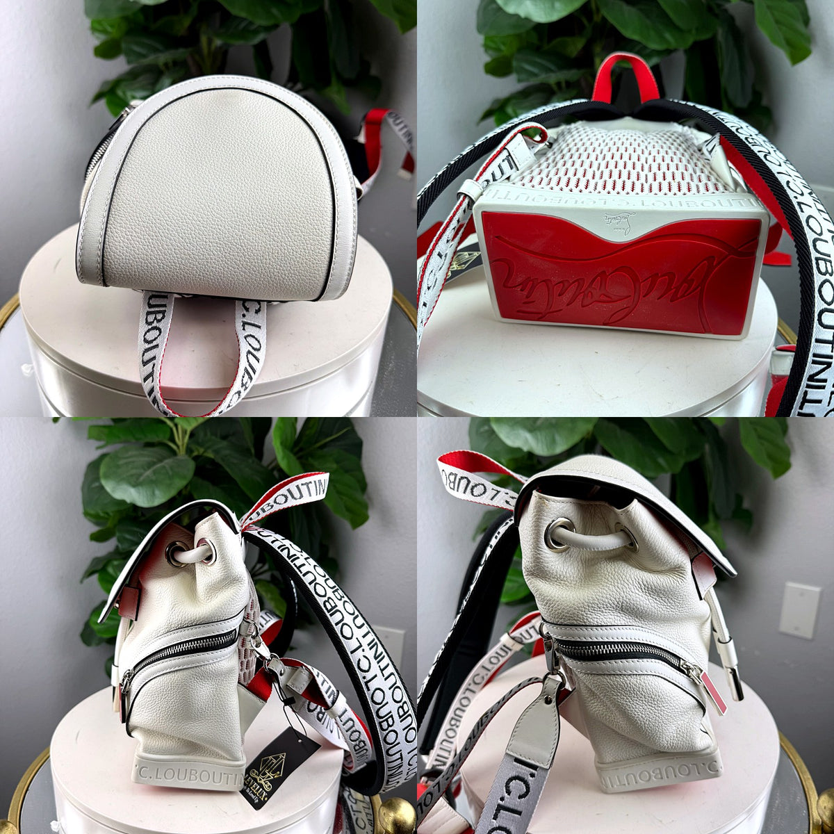 Authentic Christian Louboutin Explorafunk Backpack – White Grained Leather with Logo Straps - 05_extra.jpg