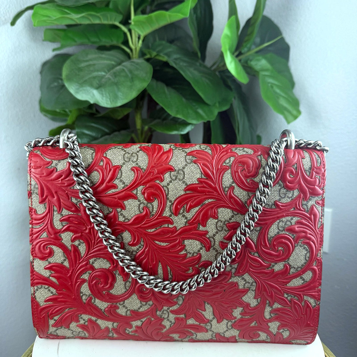 Authentic Gucci Dionysus Small GG Supreme Shoulder Bag Red Leather - 02_photo.jpg