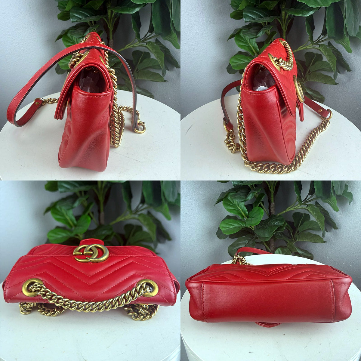 Authentic Gucci GG Marmont Matelassé Leather Shoulder Bag in Red - 05_extra.jpg