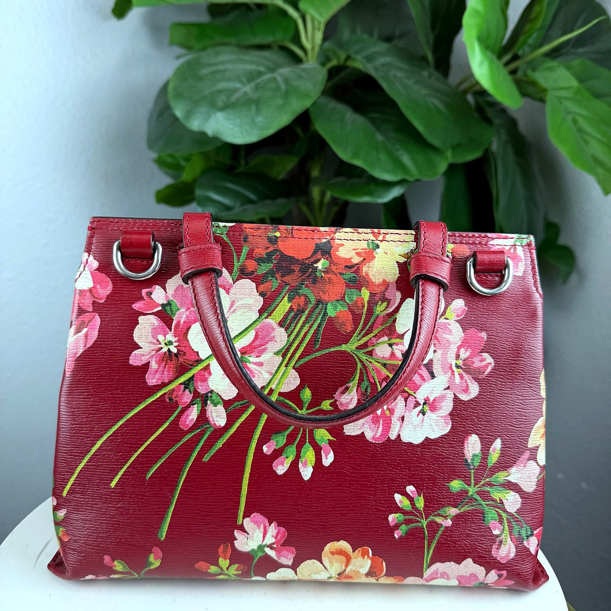 Authentic Gucci Bamboo Daily Floral Top Handle Bag Red Leather - 02_photo.jpg
