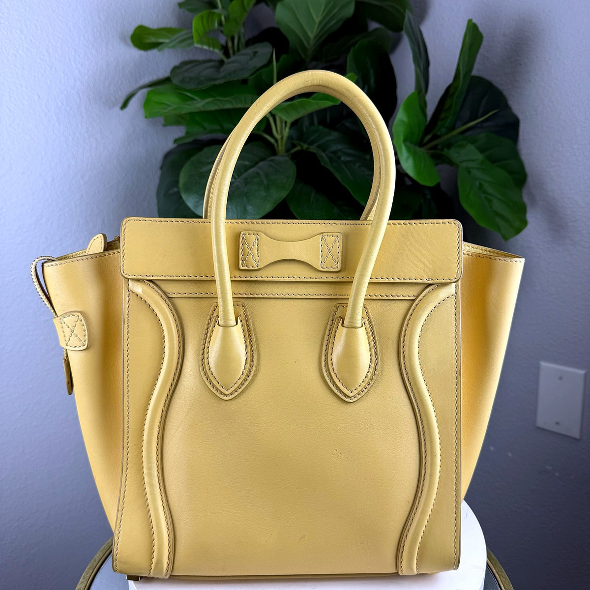 Authentic Celine Nano Luggage Tote Yellow Calfskin Leather Handbag - 02_photo.jpg