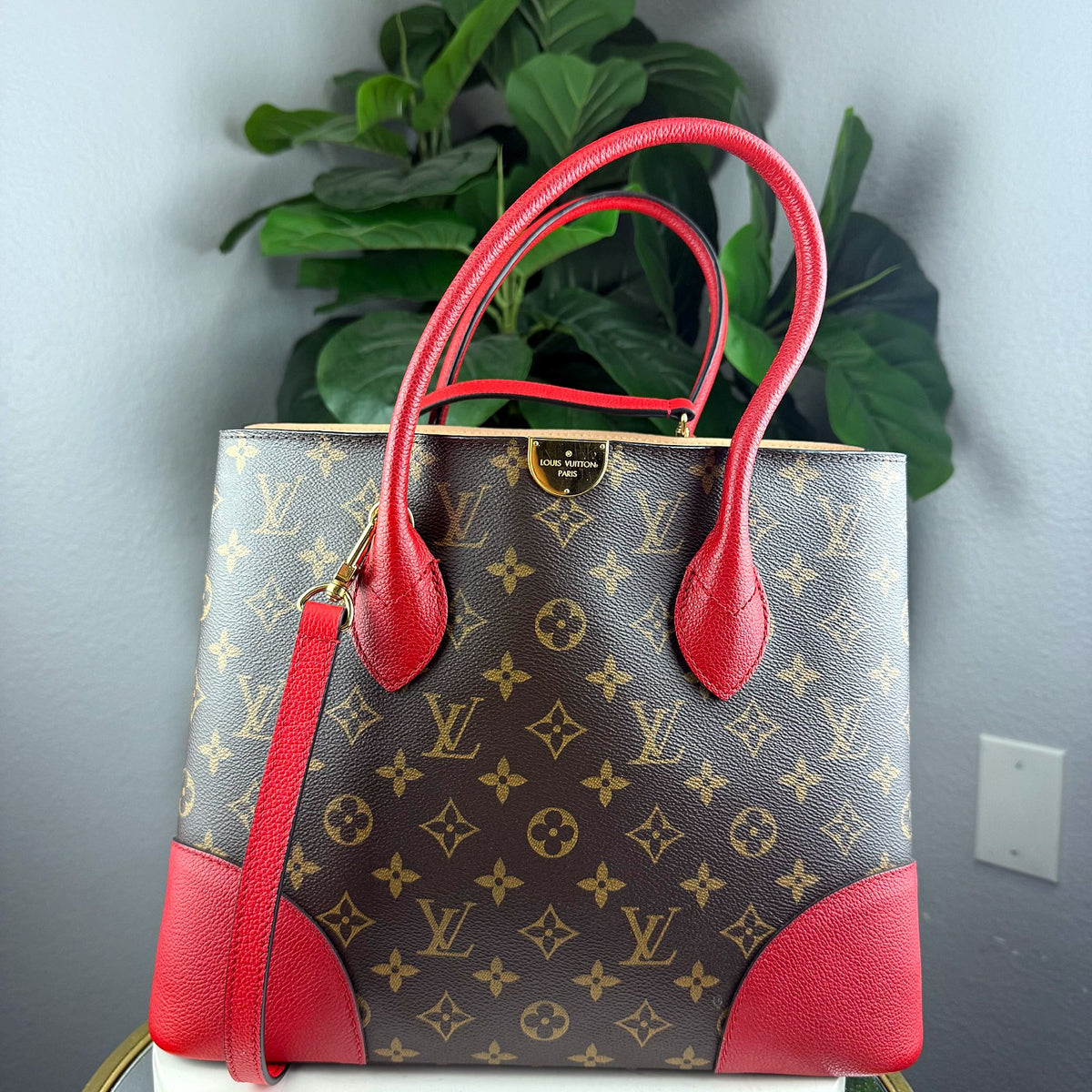 Authentic Louis Vuitton Flandrin Monogram Coquelicot Tote Bag - 01_photo.jpg