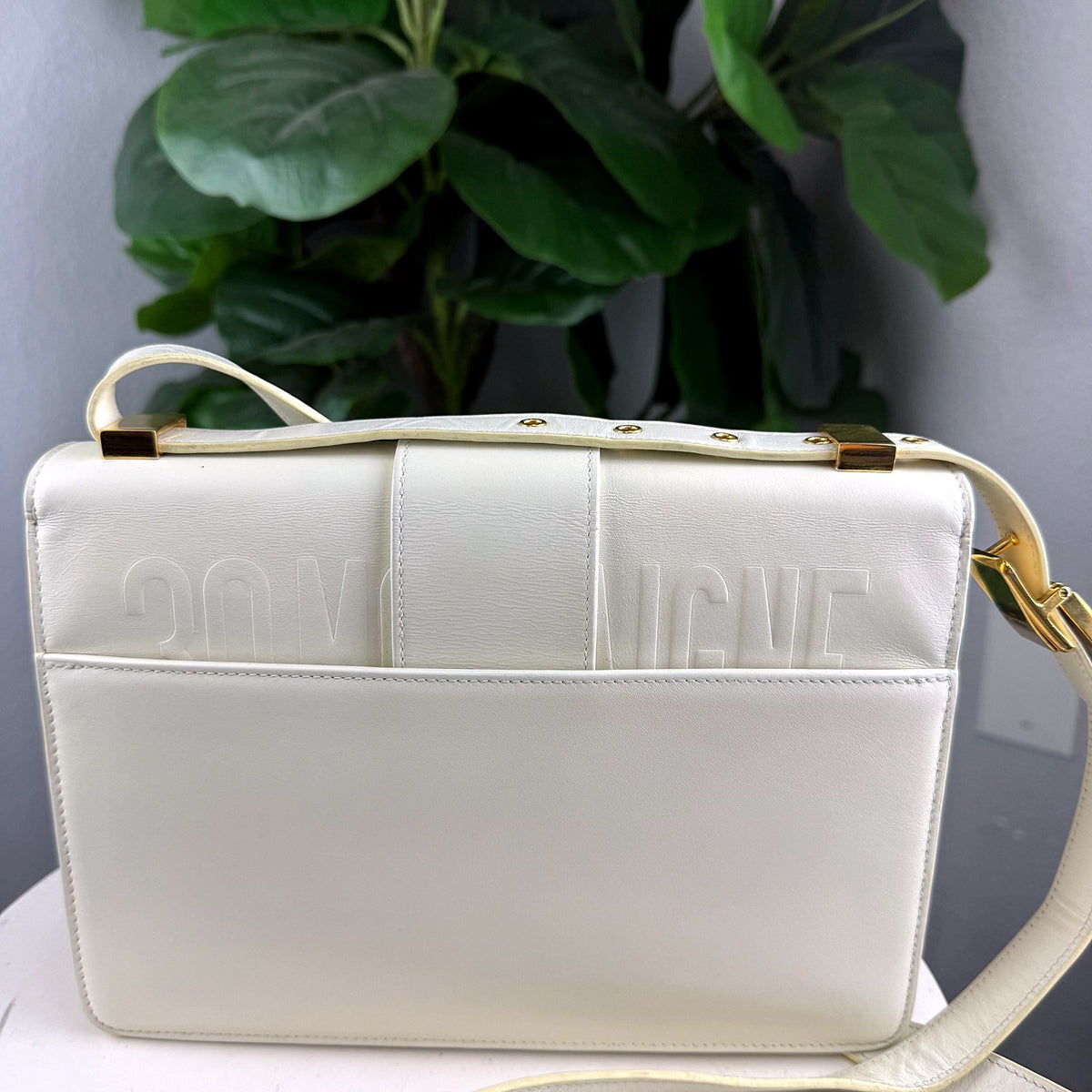 Authentic Dior 30 Montaigne White Calfskin Leather Shoulder Bag Gold Hardware - 02_photo.jpg