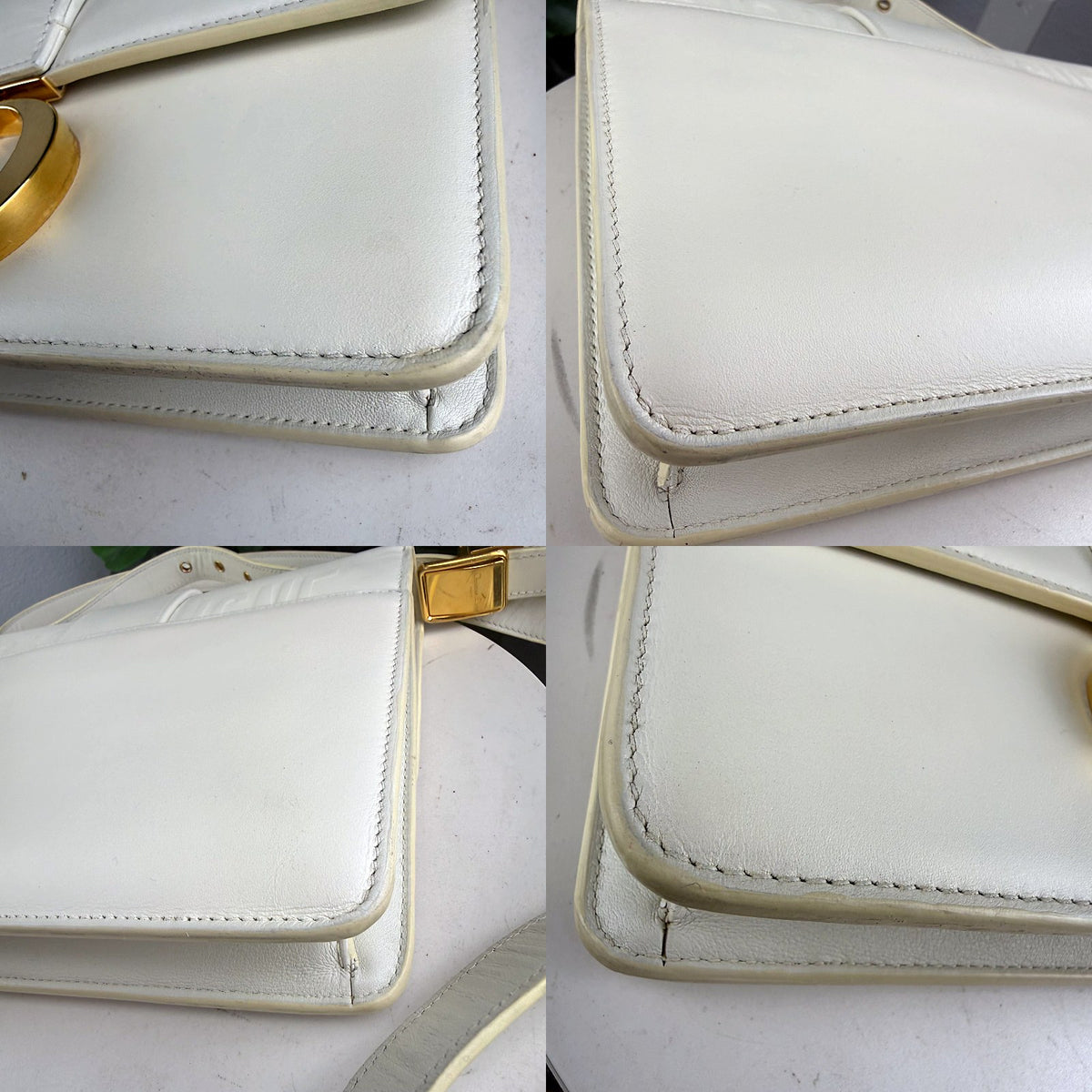 Authentic Dior 30 Montaigne White Calfskin Leather Shoulder Bag Gold Hardware - 04_corners.jpg