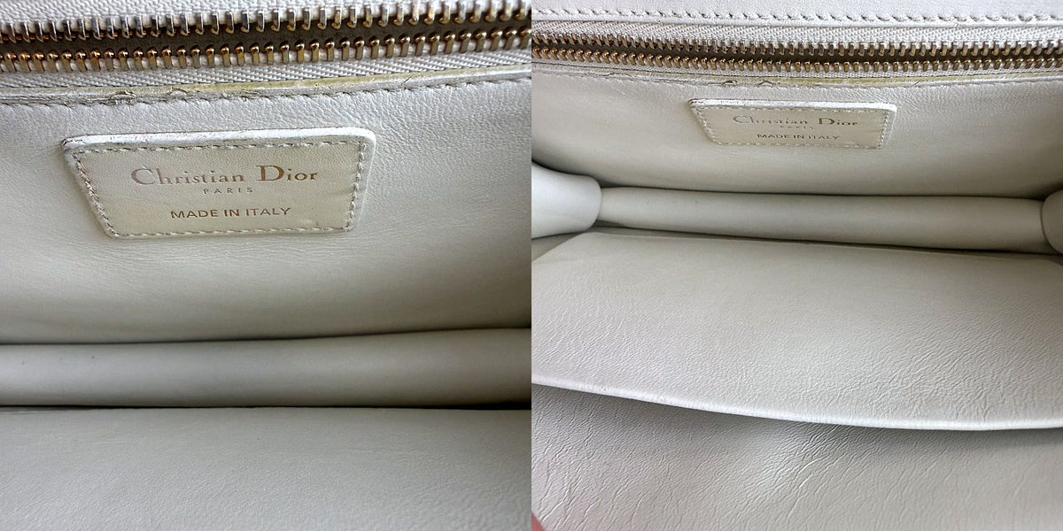 Authentic Dior 30 Montaigne White Calfskin Leather Shoulder Bag Gold Hardware - 05_inside.jpg