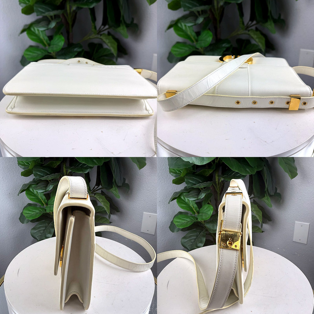 Authentic Dior 30 Montaigne White Calfskin Leather Shoulder Bag Gold Hardware - 06_extra.jpg