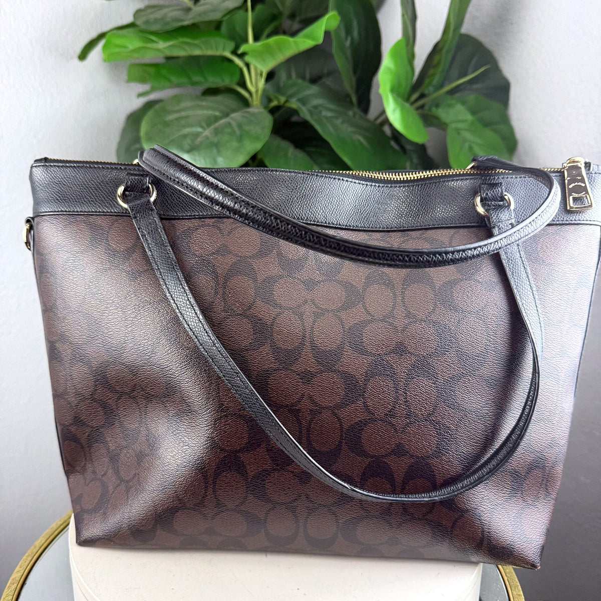 Authentic Coach Tyler Carryall Tote in Signature Canvas Brown Black - 02_photo.jpg
