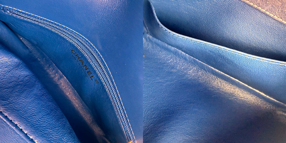 Authentic Chanel Iridescent Blue Quilted Lambskin Filigree Flap Bag Gold Hardware - 04_inside.jpg