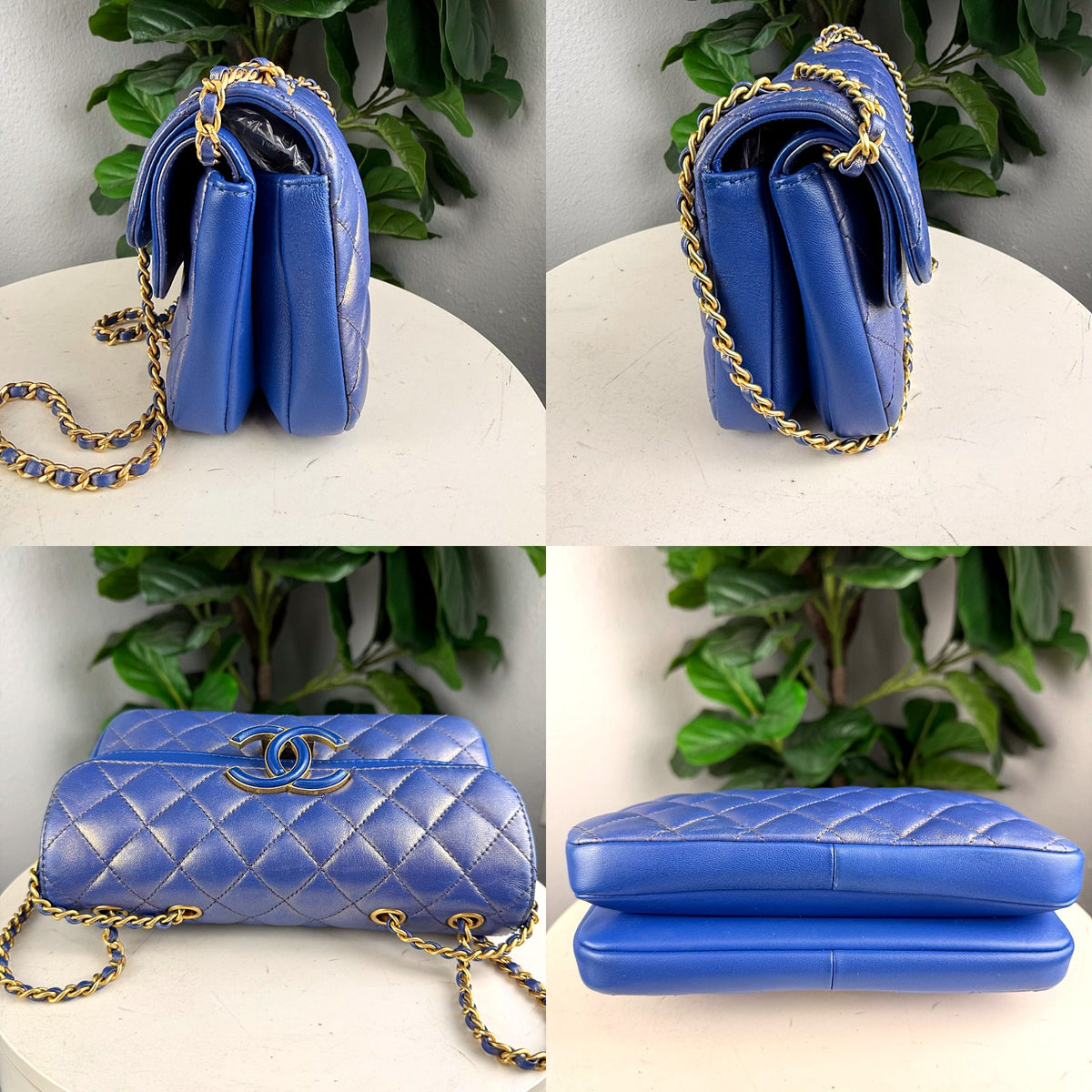 Authentic Chanel Iridescent Blue Quilted Lambskin Filigree Flap Bag Gold Hardware - 05_extra.jpg