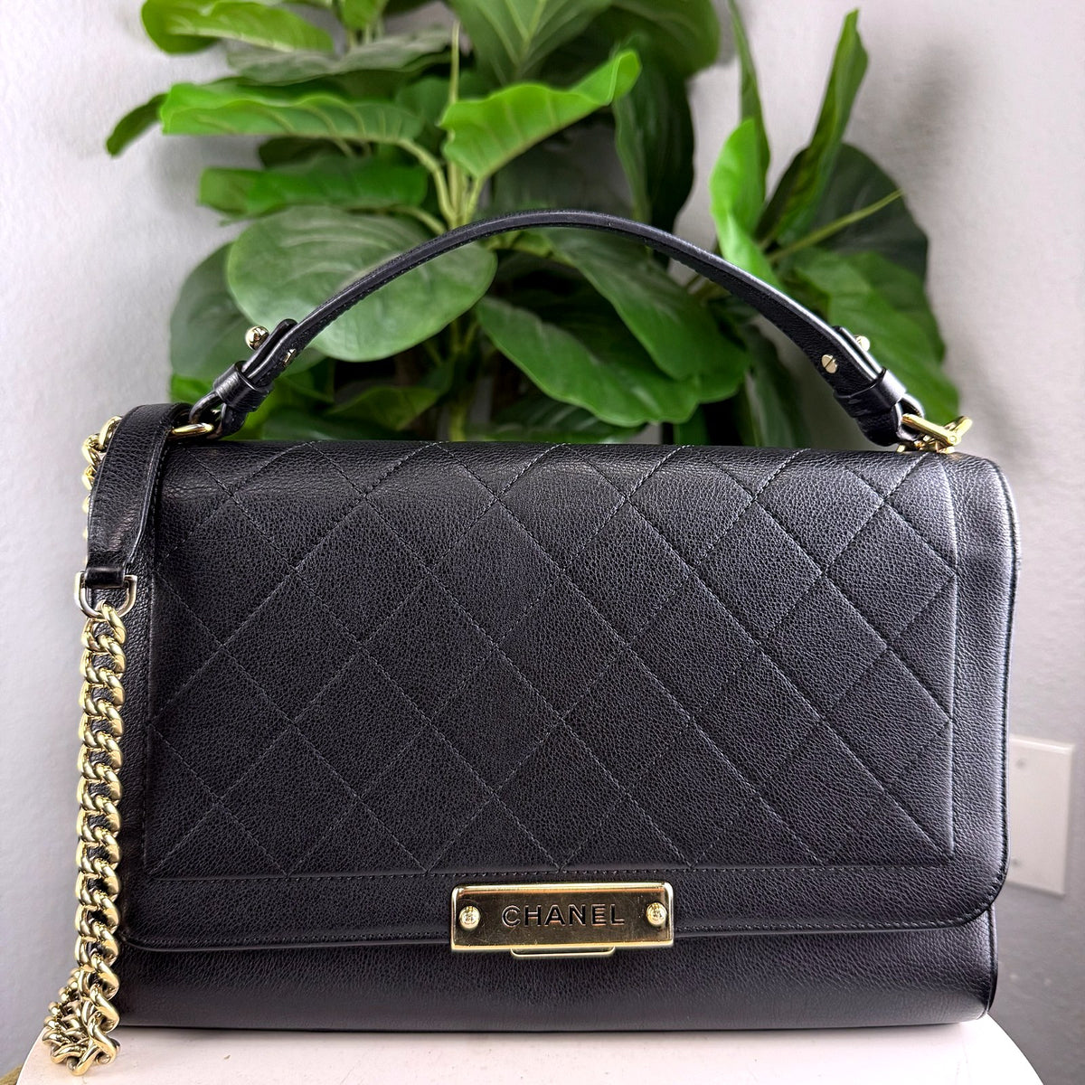 Authentic Chanel Quilted Caviar Leather Label Click Flap Bag Black Gold Hardware - 01_photo.jpg
