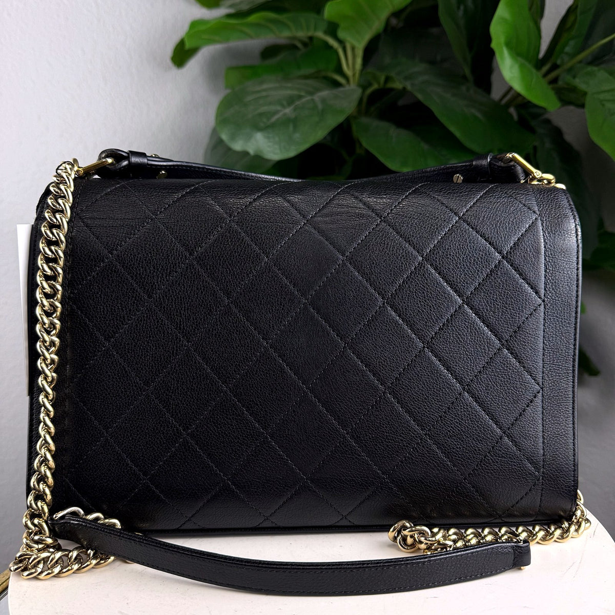 Authentic Chanel Quilted Caviar Leather Label Click Flap Bag Black Gold Hardware - 02_photo.jpg