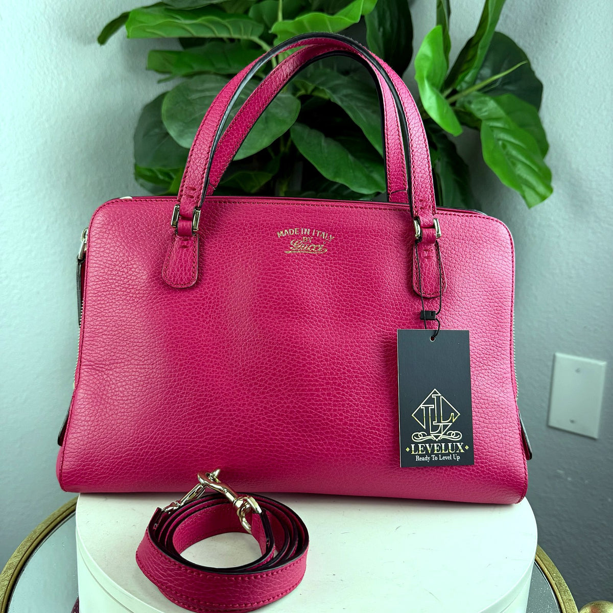 Authentic Gucci Swing Small Leather Top Handle Bag Pink Fuchsia - 01_photo.jpg