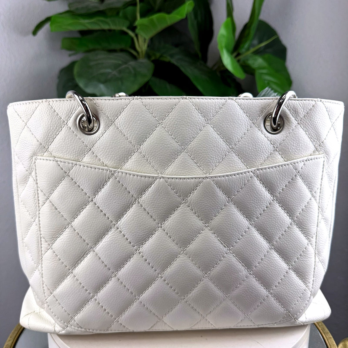 Authentic Chanel Grand Shopping Tote White Caviar Leather Silver Hardware - 02_photo.jpg