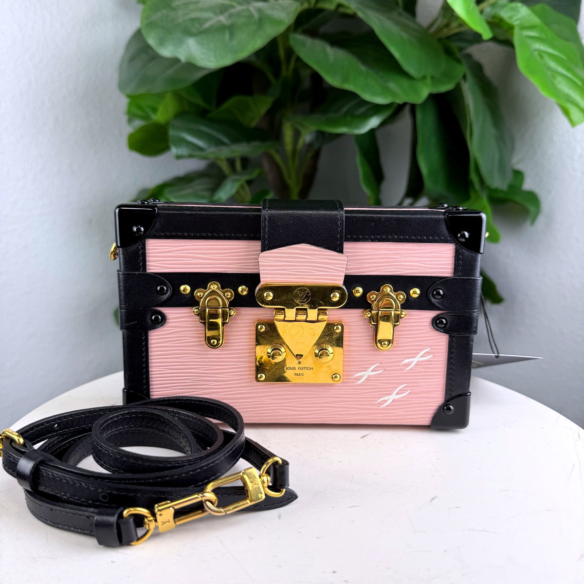 Authentic Louis Vuitton Petite Malle Epi Rose Ballerine Black Trunk Bag - 01_front.jpg