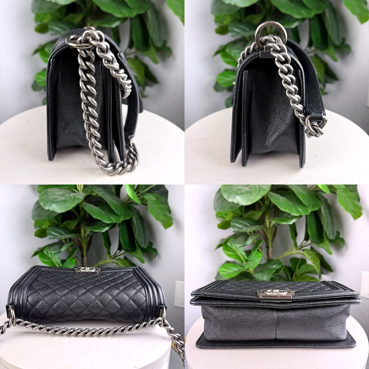 Authentic Chanel Boy Bag Medium Caviar Leather Quilted Silver Hardware Black - 05_extra.jpg