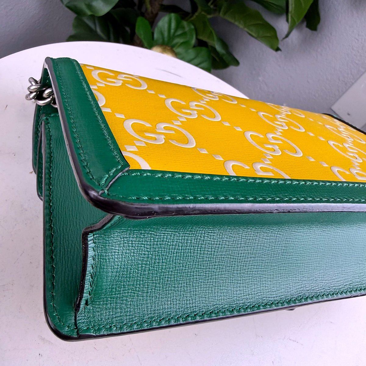 Authentic Gucci Dionysus Small GG Supreme Canvas Shoulder Bag Yellow Green - 04_sides.jpg