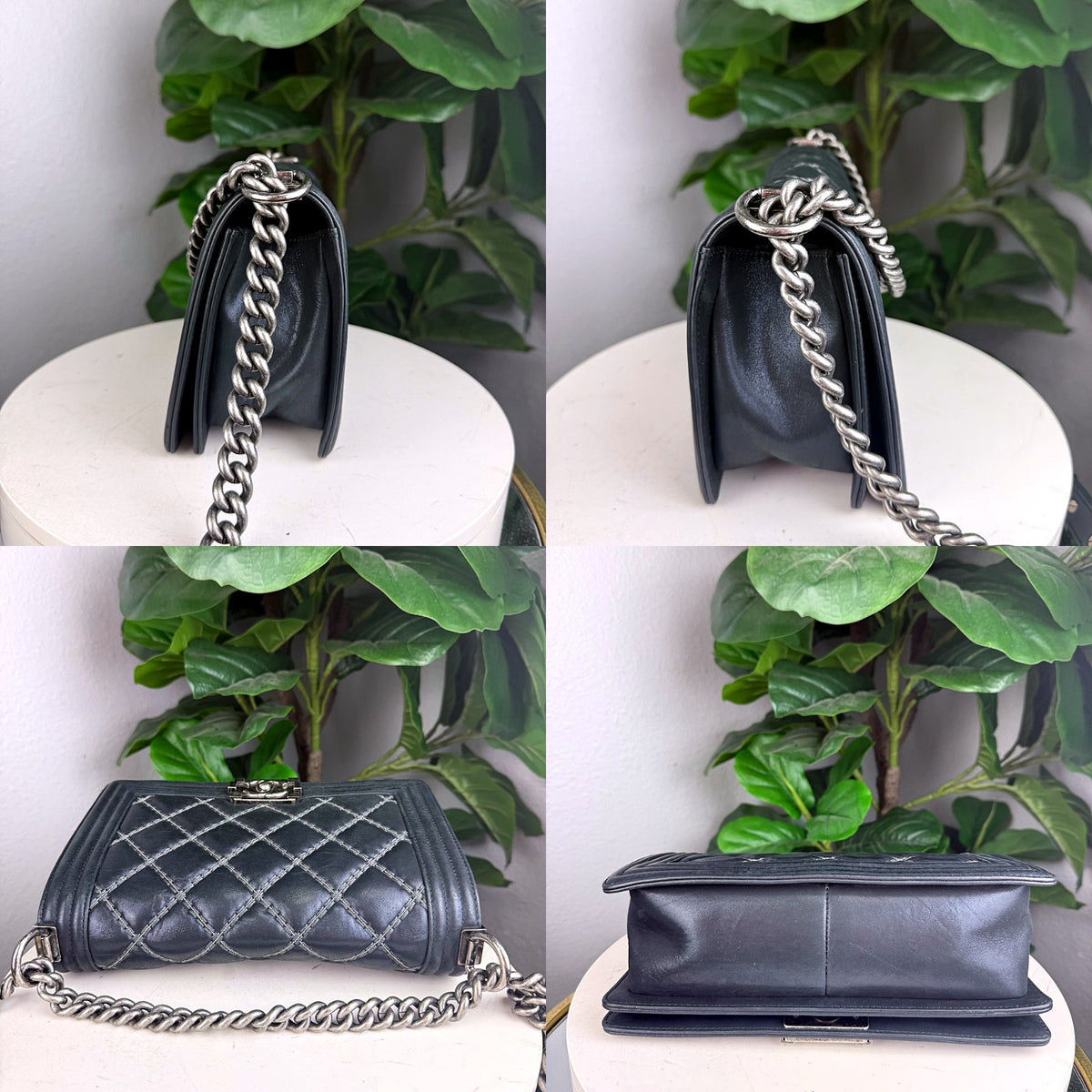 Authentic Chanel Boy Bag Medium Quilted Lambskin Ruthenium Hardware Black - 05_extra.jpg