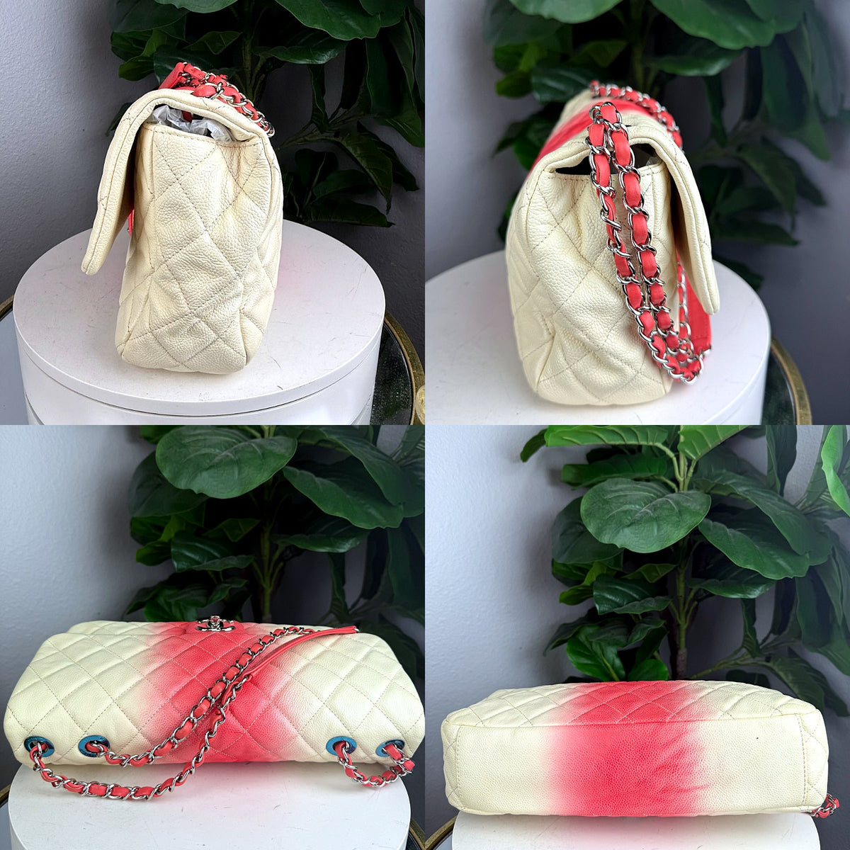 Authentic Chanel Classic Flap Medium Quilted Caviar Ombré Pink Coral Beige Bag - 05_extra.jpg